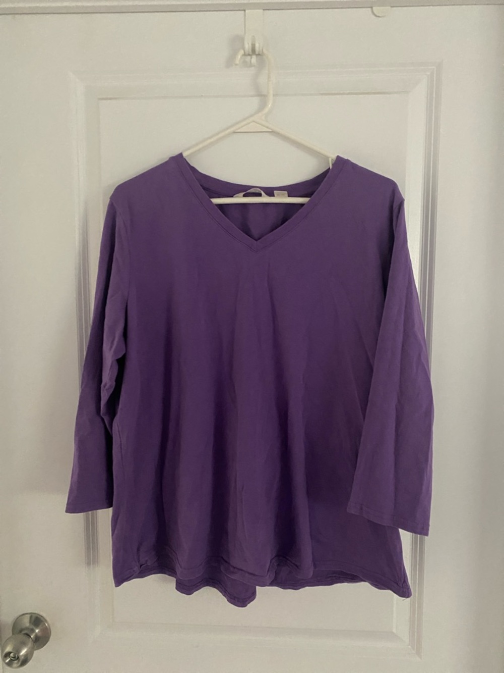 Weatherproof Purple V-Neck Long Sleeve Top